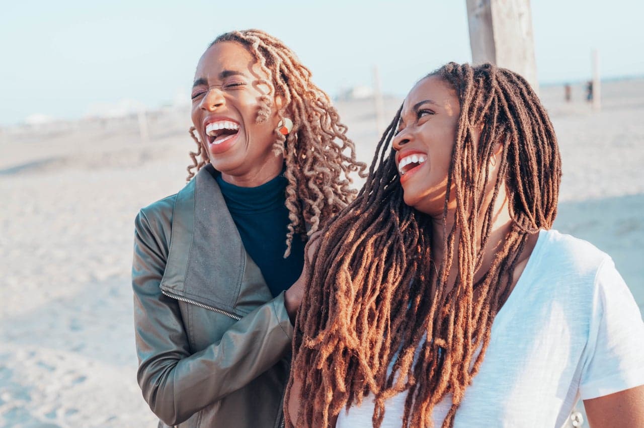 Two women sharing a joyful moment